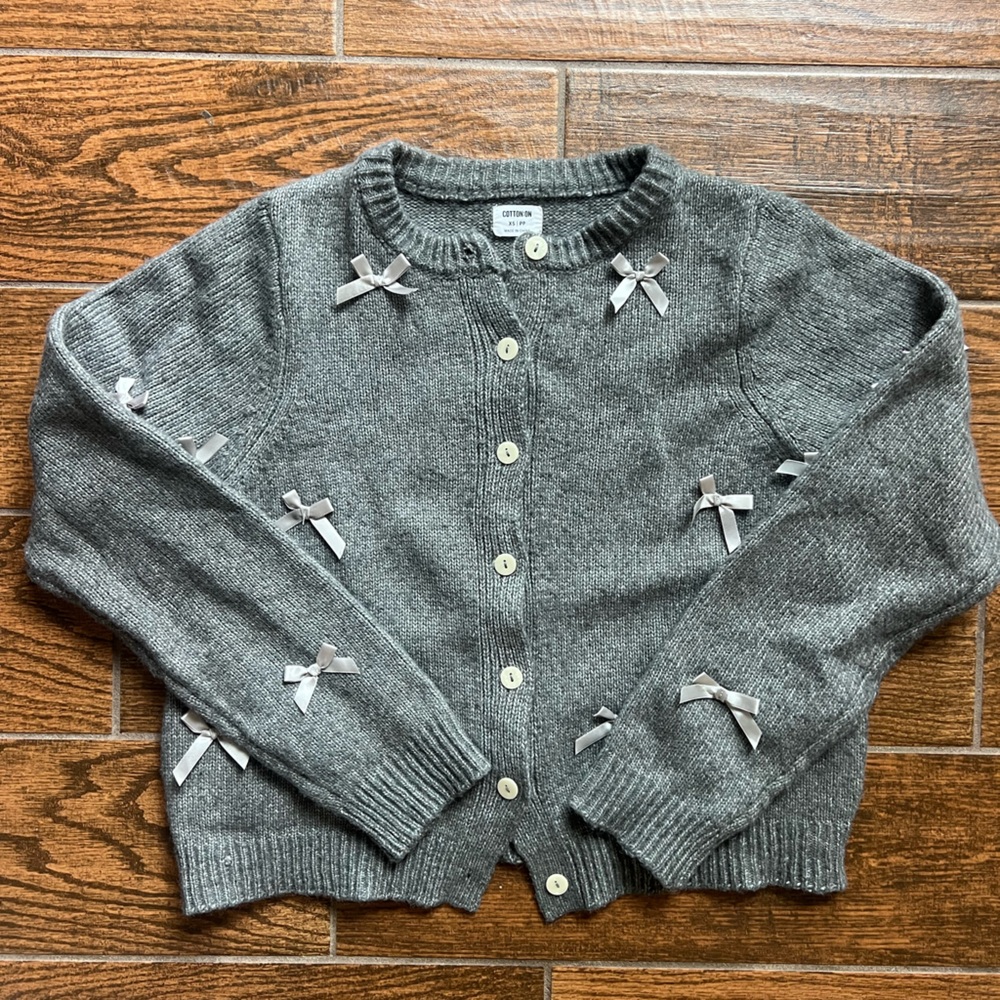 Bow Grey Cardigan from Cotton On, Size: XS and barely worn!!